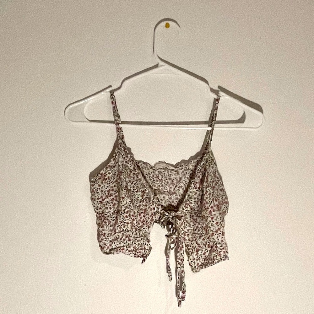 Pacsun Floral Tie Cropped Tank Top
